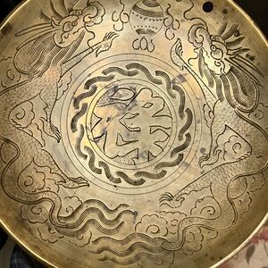 Vintage Brass Decorative Plate with Dragon